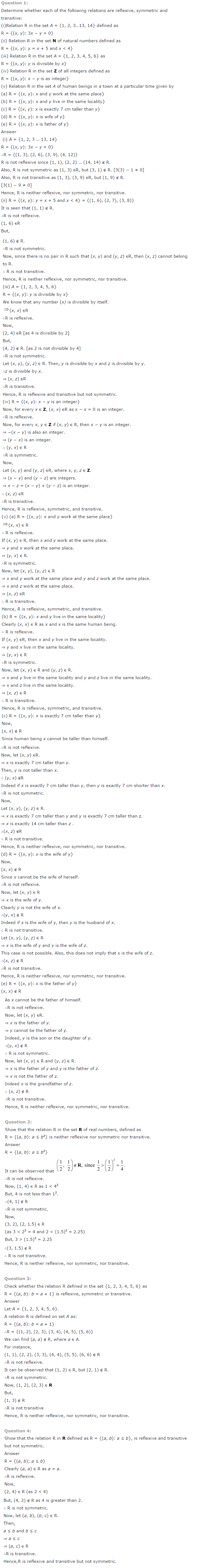 NCERT Solutions for Class 12th Maths