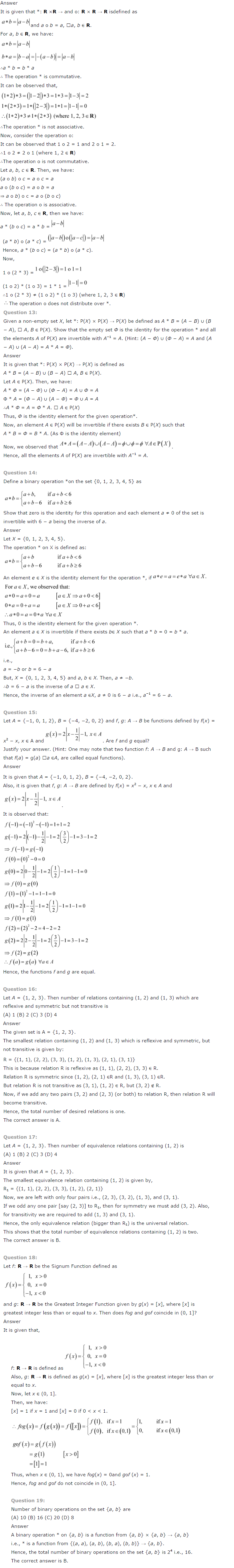 NCERT Solutions for Class 12th Maths