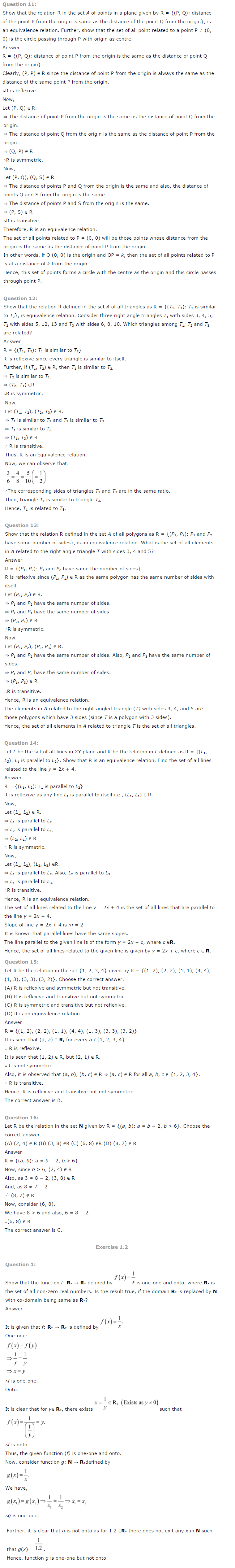 NCERT Solutions for Class 12th Maths