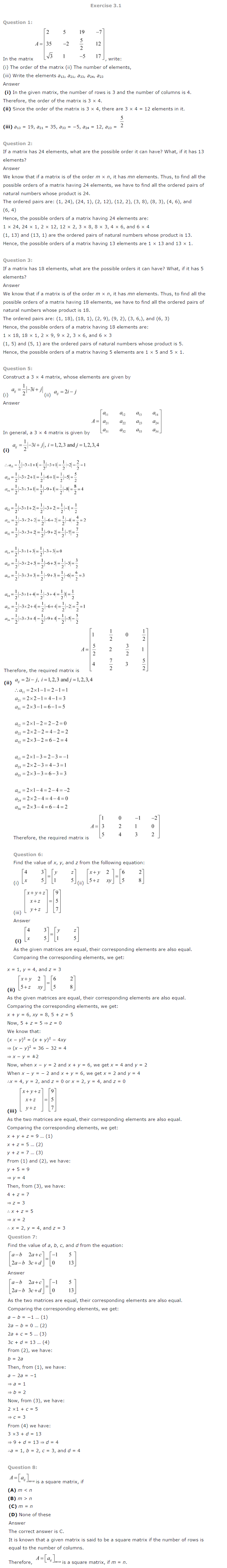 NCERT Solutions for Class 12th Maths