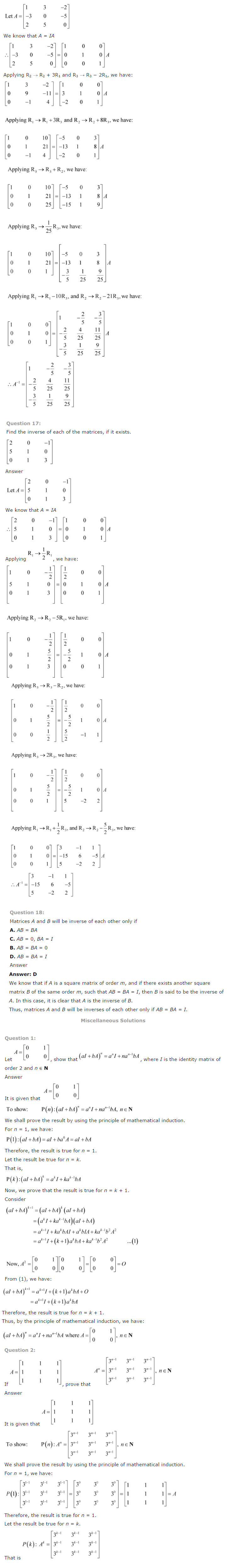 NCERT Solutions for Class 12th Maths