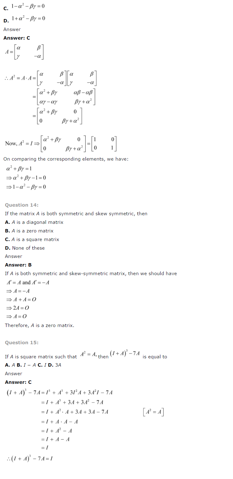 NCERT Solutions for Class 12th Maths