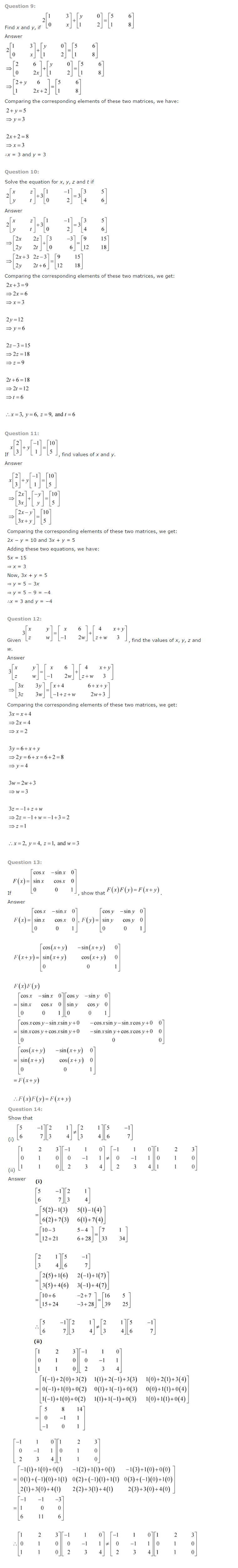 NCERT Solutions for Class 12th Maths