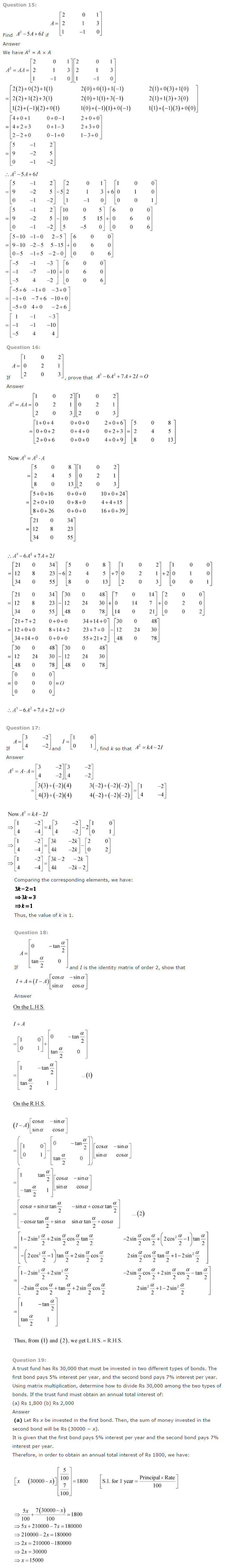 NCERT Solutions for Class 12th Maths