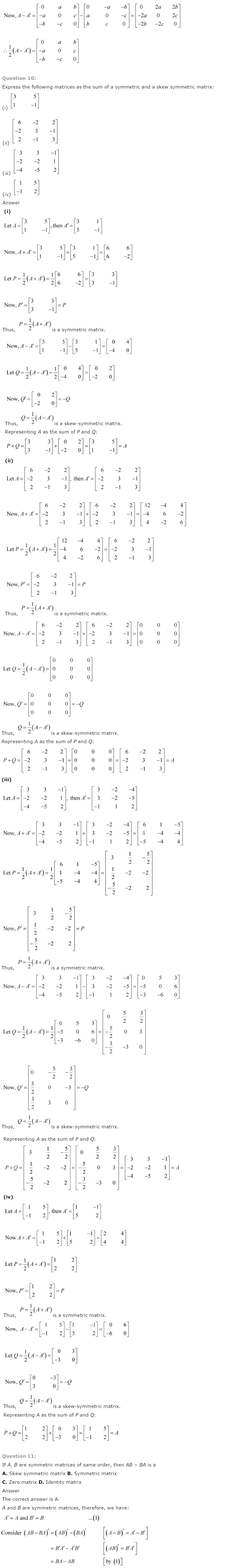 NCERT Solutions for Class 12th Maths