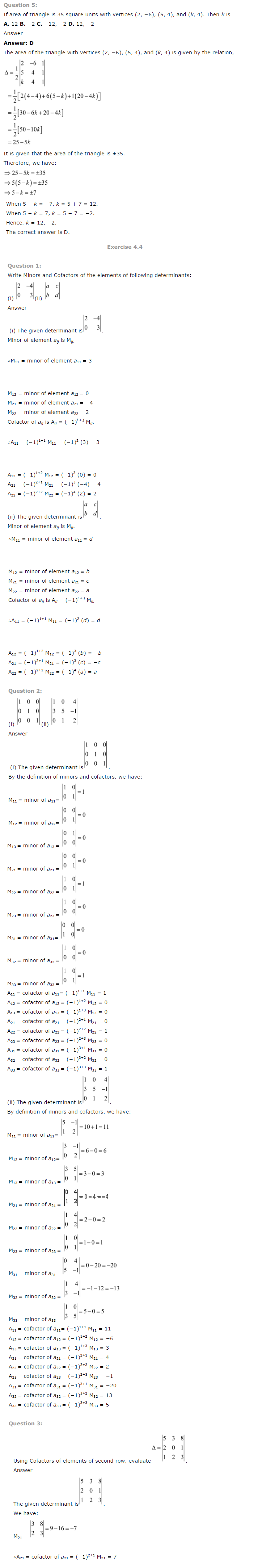 NCERT Solutions for Class 12th Maths
