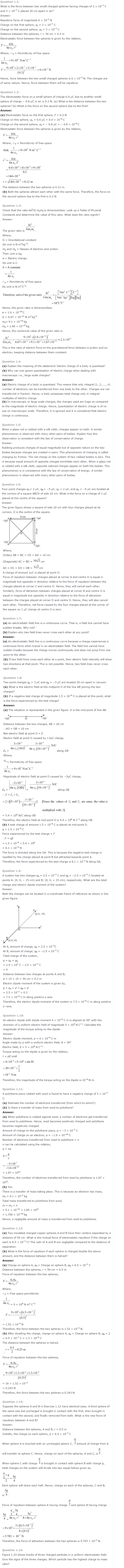 NCERT Solutions for Class 12th Physics