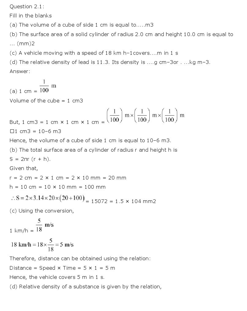 NCERT Solutions for Class 11th Physics Chapter 2 - Units and Measurements