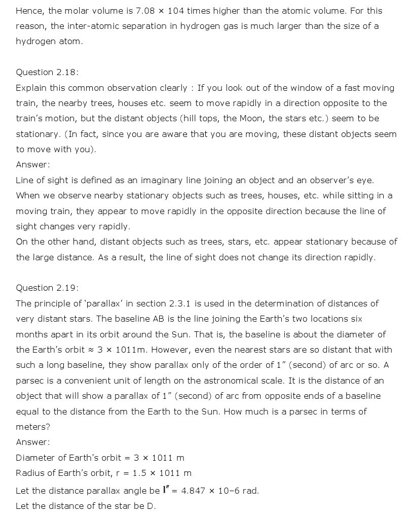 NCERT Solutions for Class 11th Physics Chapter 2 - Units and Measurements