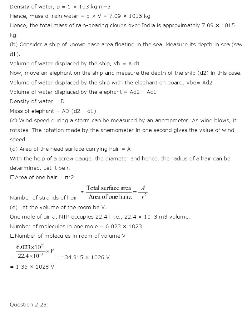 NCERT Solutions for Class 11th Physics Chapter 2 - Units and Measurements