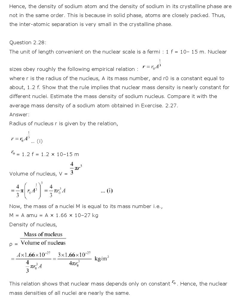 NCERT Solutions for Class 11th Physics Chapter 2 - Units and Measurements