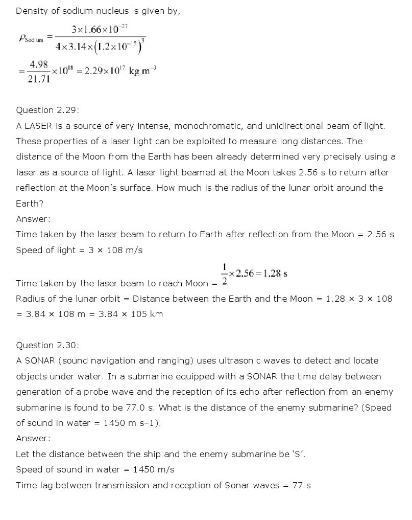 NCERT Solutions for Class 11th Physics Chapter 2 - Units and Measurements