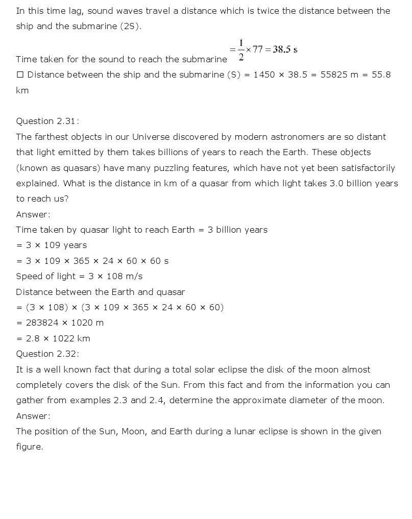 NCERT Solutions for Class 11th Physics Chapter 2 - Units and Measurements