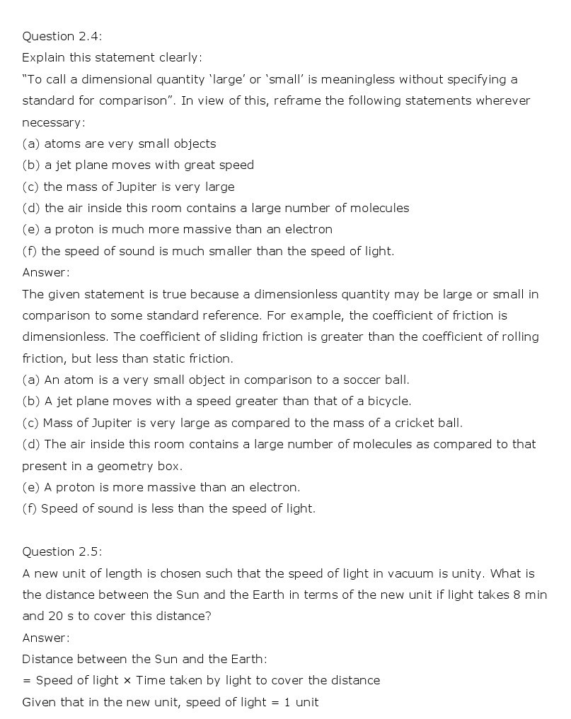 NCERT Solutions for Class 11th Physics Chapter 2 - Units and Measurements
