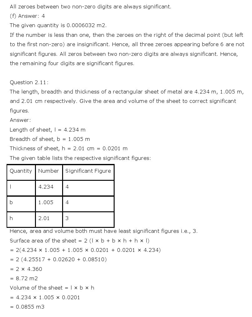 NCERT Solutions for Class 11th Physics Chapter 2 - Units and Measurements