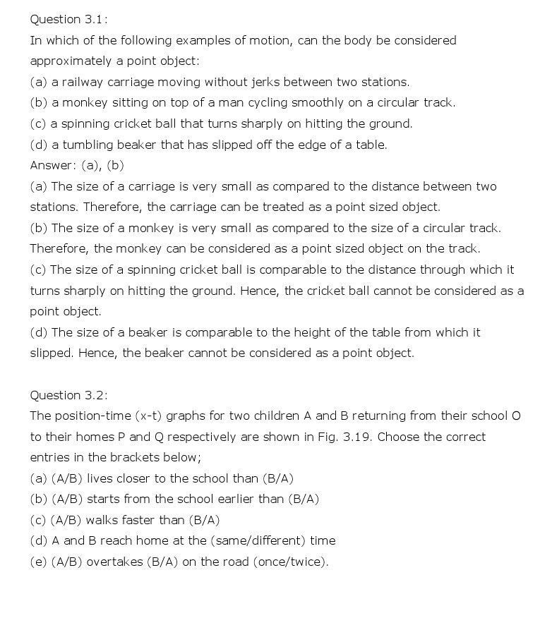 NCERT Solutions for Class 11th Physics Chapter 3 - Motion in a Straight Line