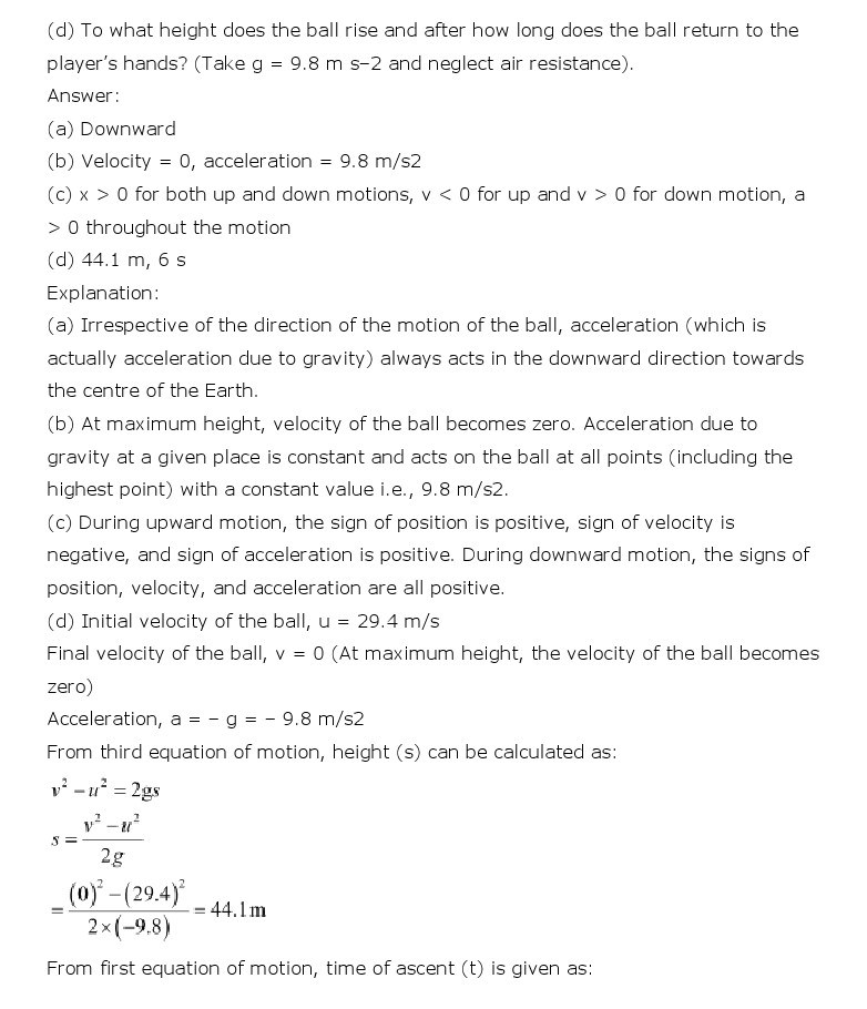 NCERT Solutions for Class 11th Physics Chapter 3 - Motion in a Straight Line