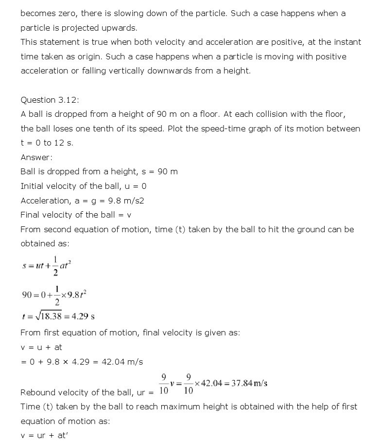 NCERT Solutions for Class 11th Physics Chapter 3 - Motion in a Straight Line