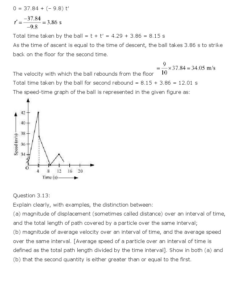 NCERT Solutions for Class 11th Physics Chapter 3 - Motion in a Straight Line