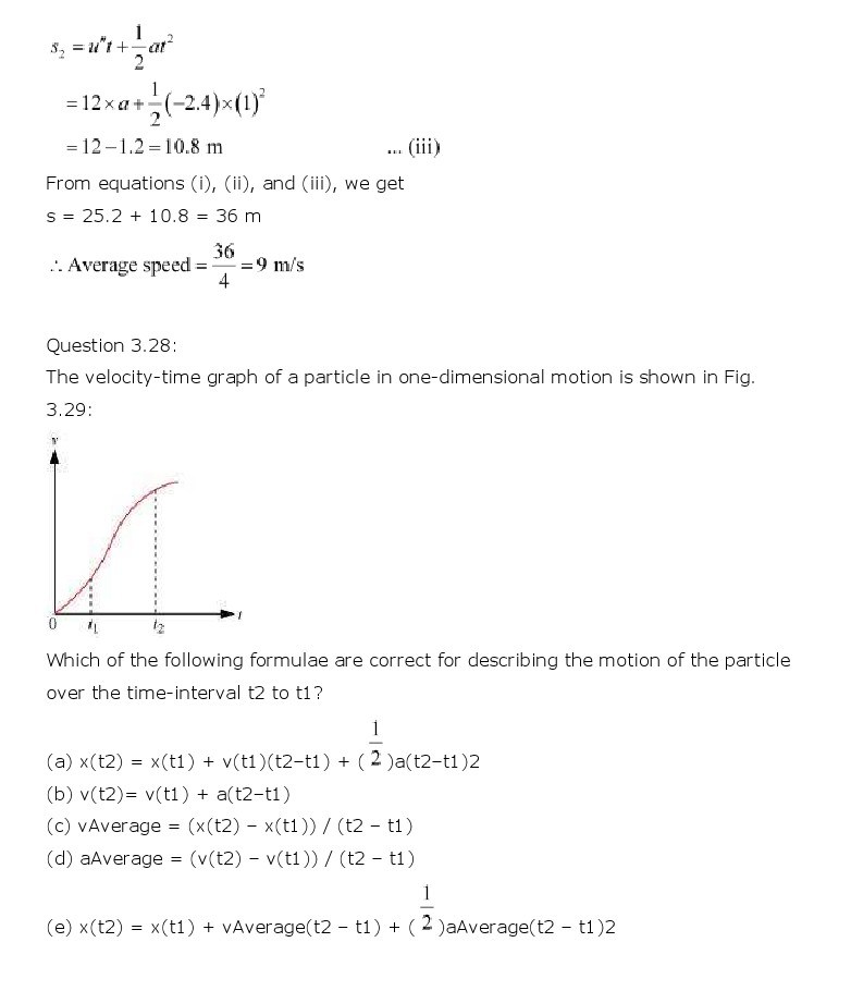 NCERT Solutions for Class 11th Physics Chapter 3 - Motion in a Straight Line