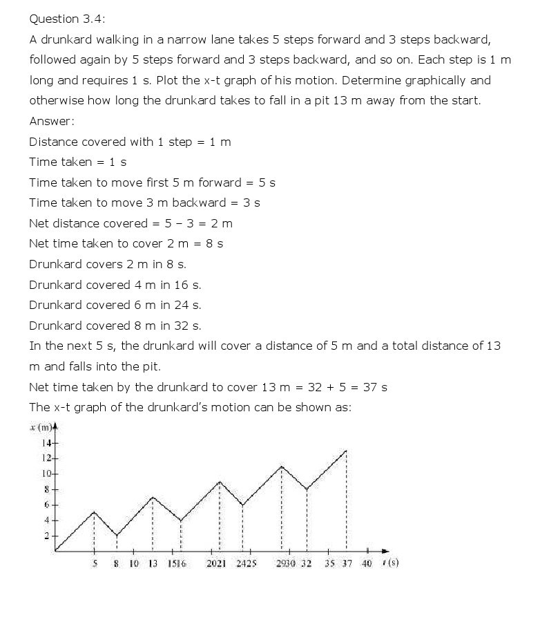 NCERT Solutions for Class 11th Physics Chapter 3 - Motion in a Straight Line