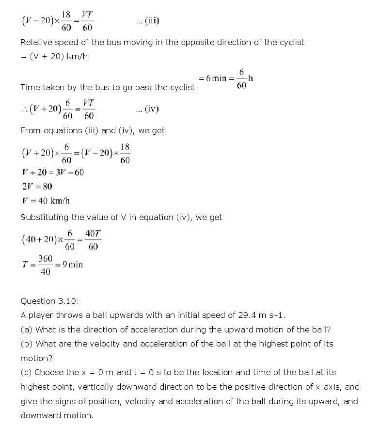 NCERT Solutions for Class 11th Physics Chapter 3 - Motion in a Straight Line