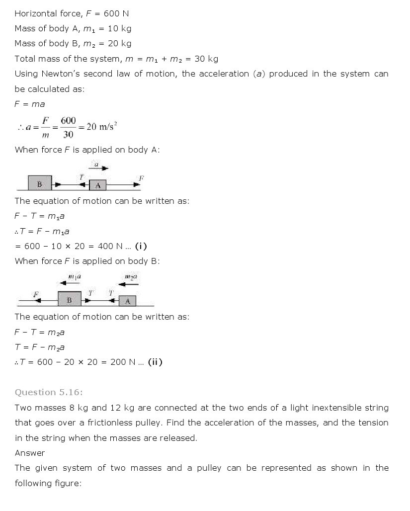 NCERT Solutions for Class 11th Physics Chapter 5 - Laws of motion