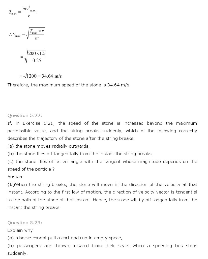 NCERT Solutions for Class 11th Physics Chapter 5 - Laws of motion