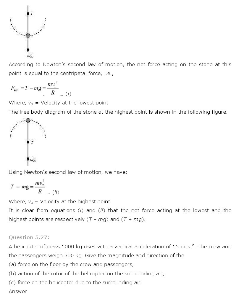 NCERT Solutions for Class 11th Physics Chapter 5 - Laws of motion