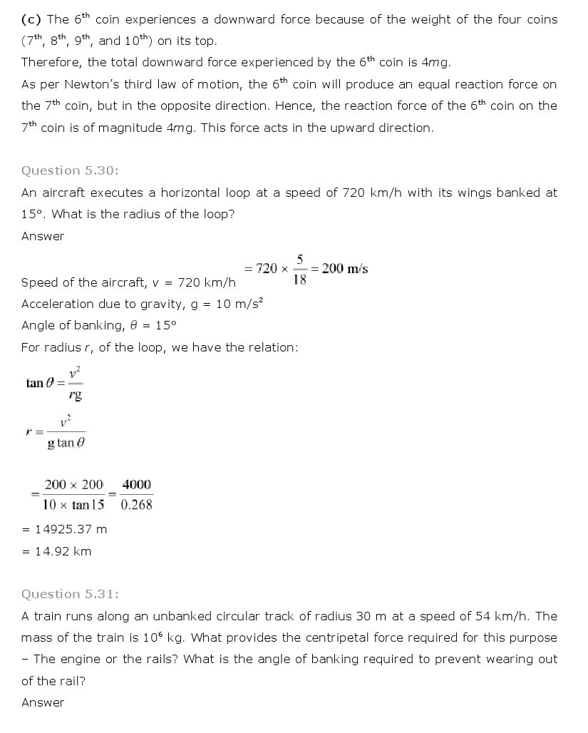 NCERT Solutions for Class 11th Physics Chapter 5 - Laws of motion