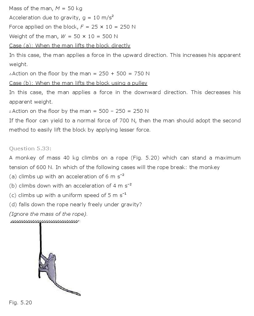 NCERT Solutions for Class 11th Physics Chapter 5 - Laws of motion