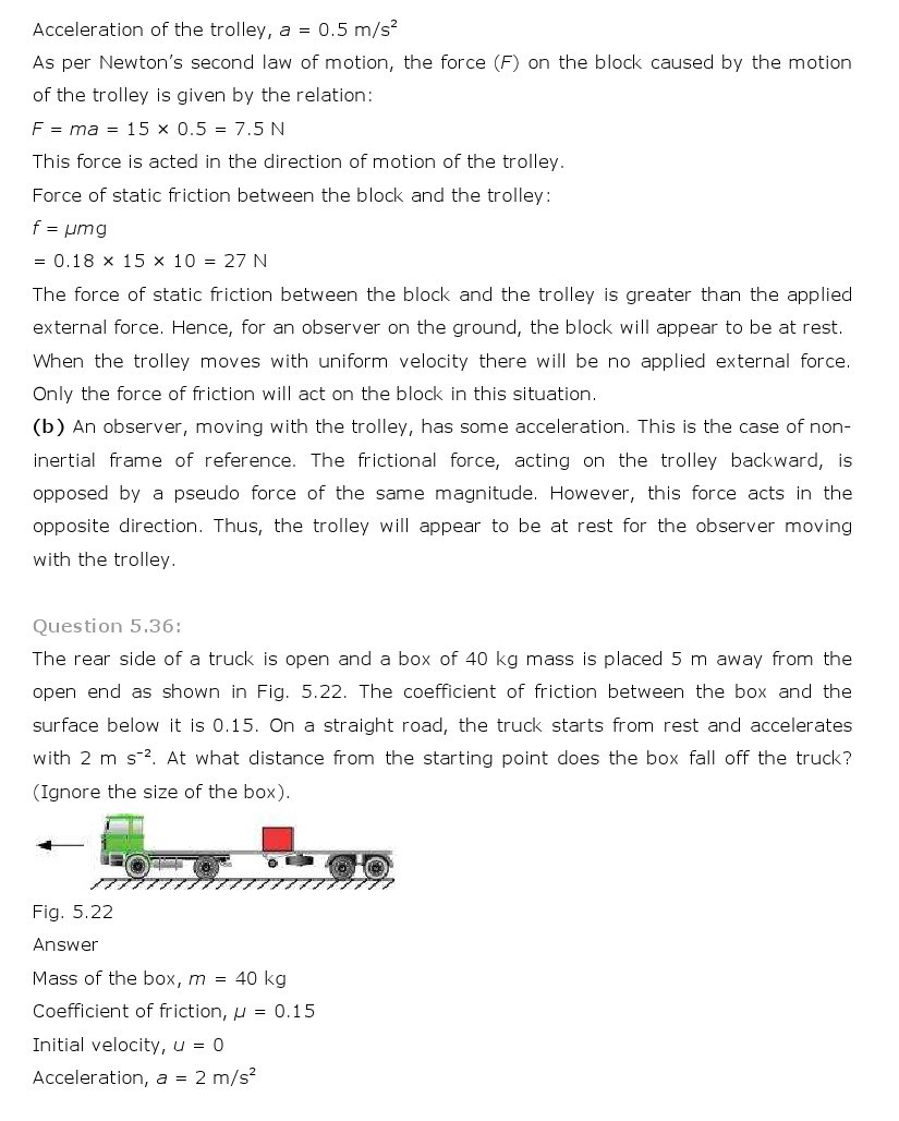 NCERT Solutions for Class 11th Physics Chapter 5 - Laws of motion