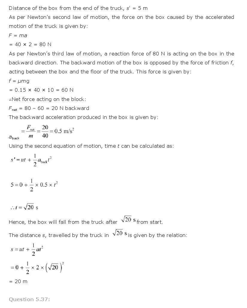 NCERT Solutions for Class 11th Physics Chapter 5 - Laws of motion