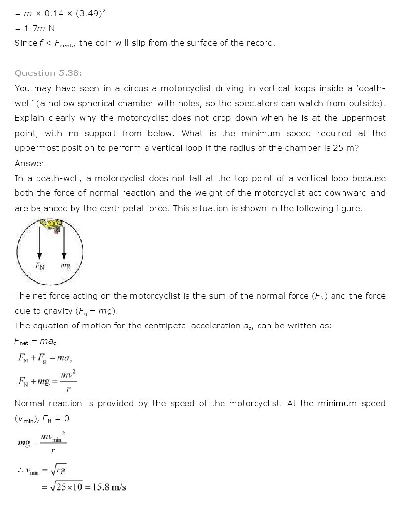 NCERT Solutions for Class 11th Physics Chapter 5 - Laws of motion