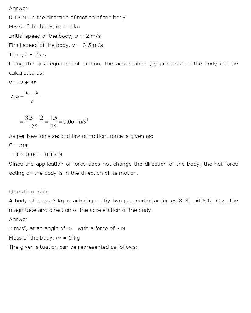 NCERT Solutions for Class 11th Physics Chapter 5 - Laws of motion