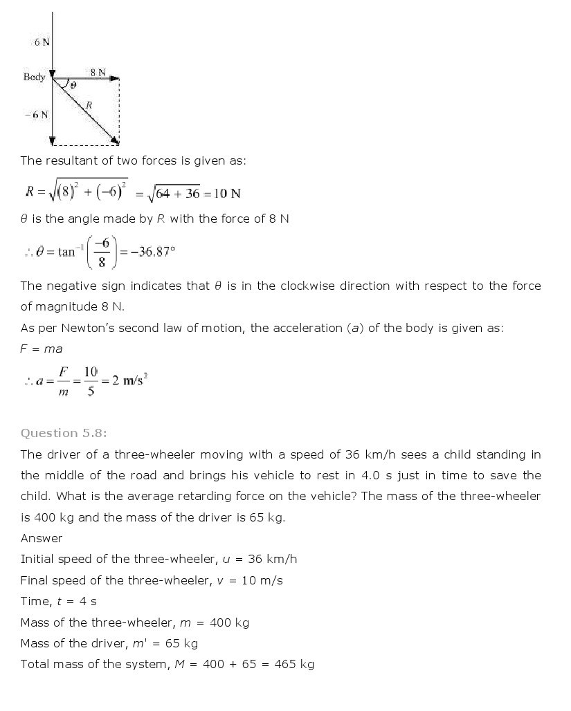 NCERT Solutions for Class 11th Physics Chapter 5 - Laws of motion