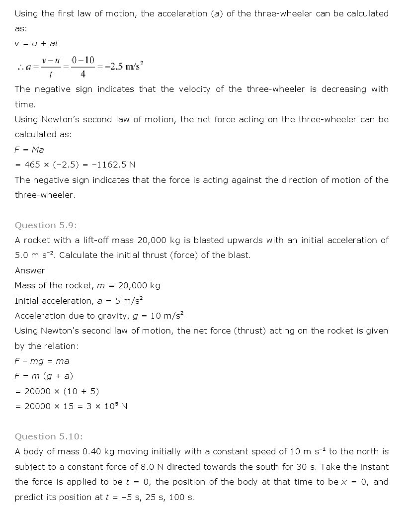 NCERT Solutions for Class 11th Physics Chapter 5 - Laws of motion