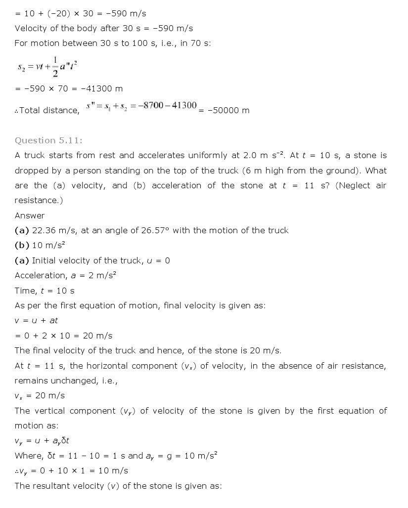 NCERT Solutions for Class 11th Physics Chapter 5 - Laws of motion