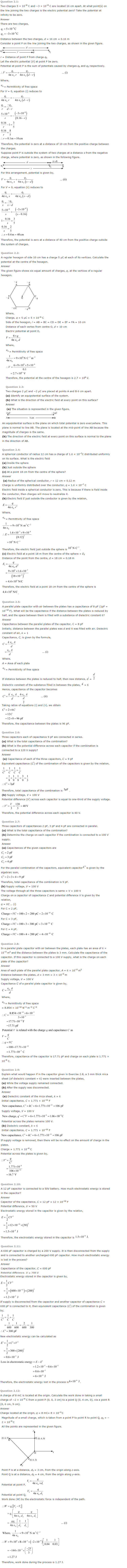 NCERT Solutions for Class 12th Physics