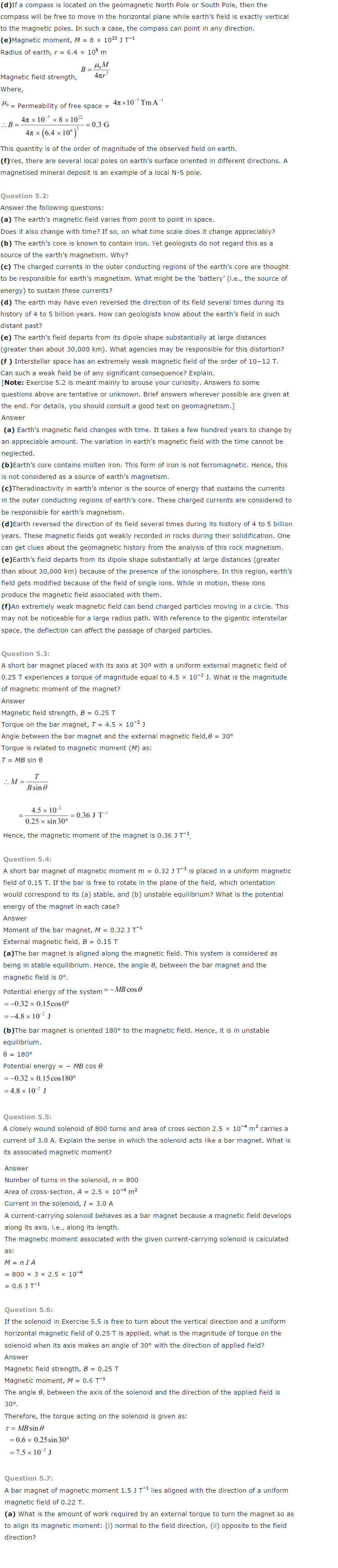 NCERT Solutions for Class 12th Physics