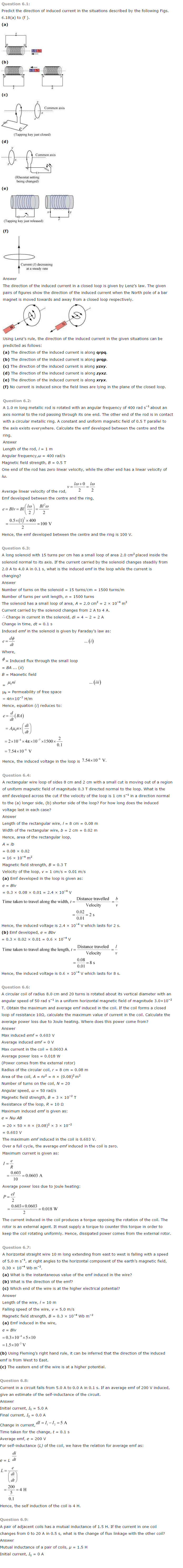 NCERT Solutions for Class 12th Physics