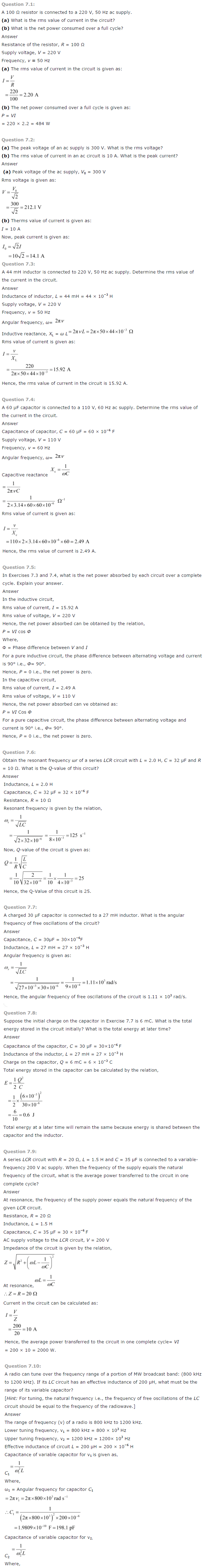 NCERT Solutions for Class 12th Physics