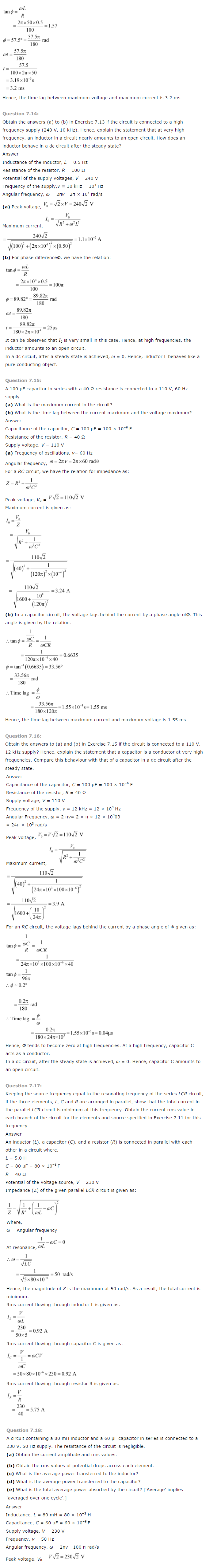 NCERT Solutions for Class 12th Physics