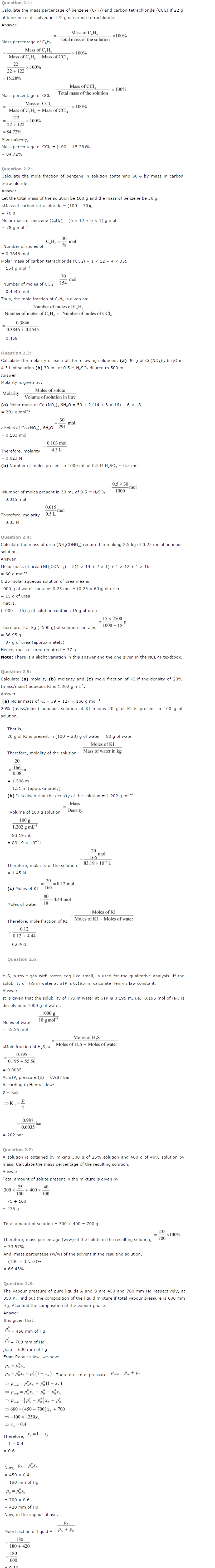 NCERT Solutions for Class 12th Chemistry