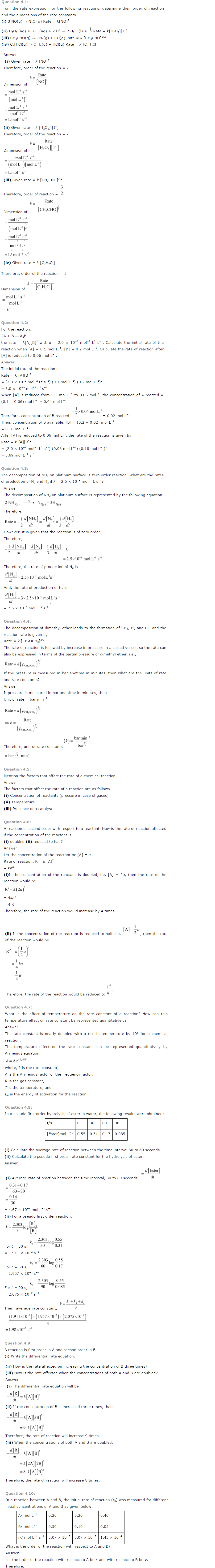NCERT Solutions for Class 12th Chemistry