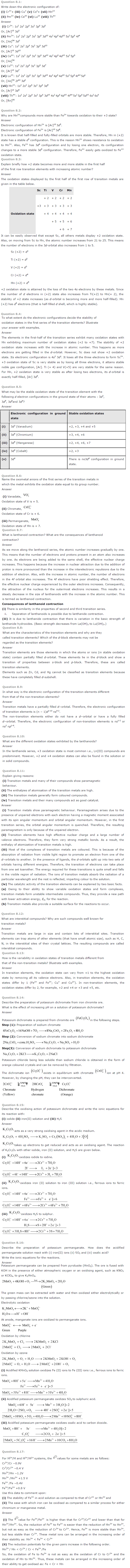 NCERT Solutions for Class 12th Chemistry
