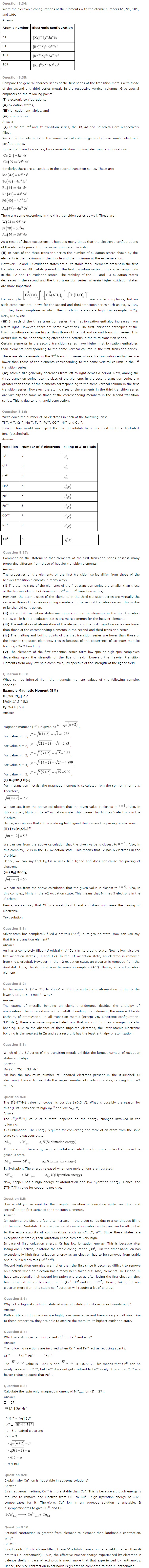 NCERT Solutions for Class 12th Chemistry